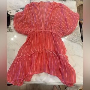 LemLem Red and White coverup dress Large